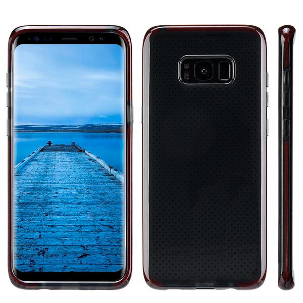 Samsung Galaxy Contempo Series Anti-Shock TPU Case Black Tinted With Red Inner Border